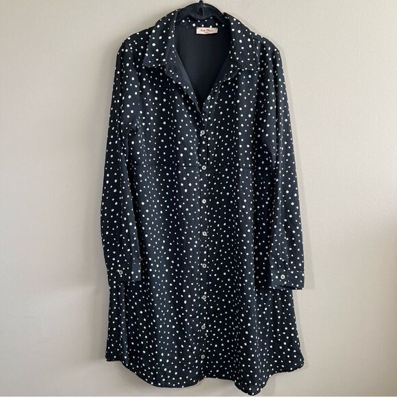 ✨ Full Moon Maternity Polka Dot Black White Dress Large - Picture 1 of 12